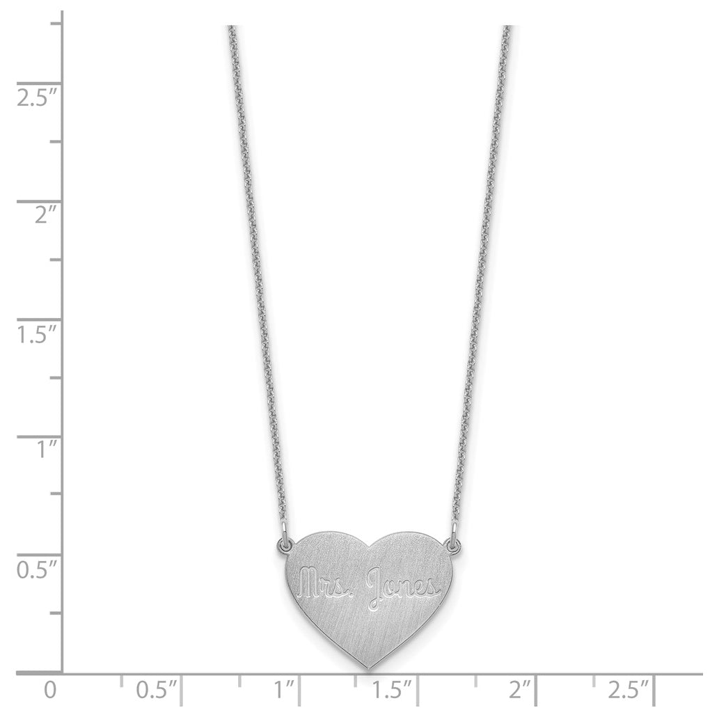 14K Yellow Or White Or Rose Gold Or Sterling Silver Brushed Station Heart Necklace