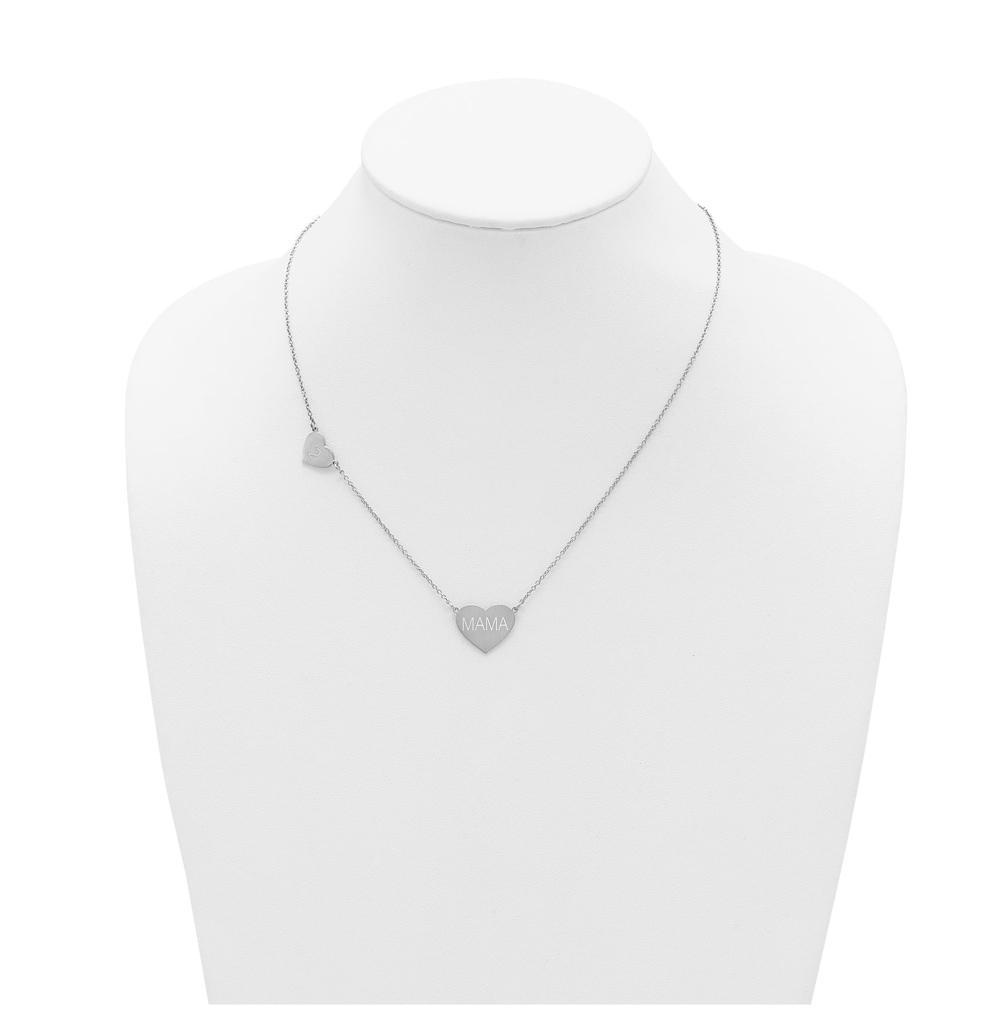 14K Yellow Or White Or Rose Gold Or Sterling Silver Brushed Station Heart Necklace
