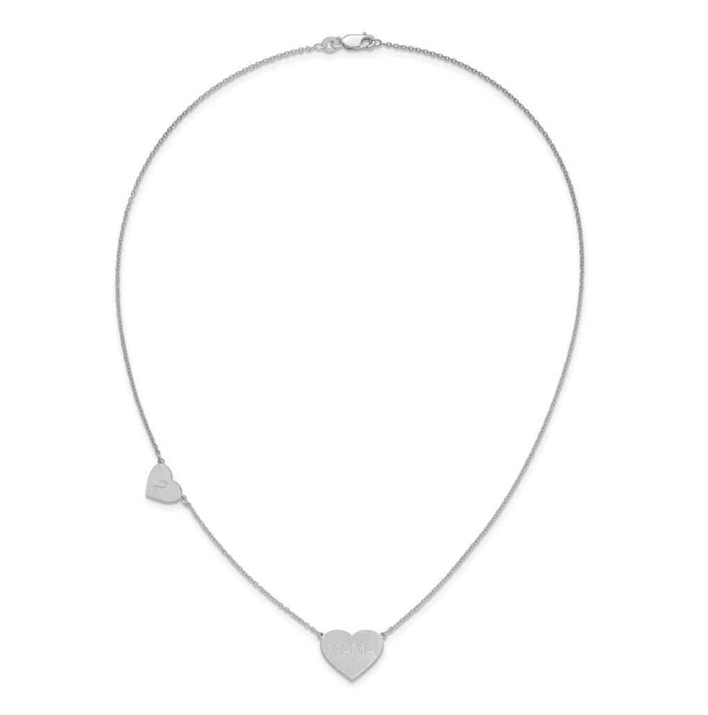 14K Yellow Or White Or Rose Gold Or Sterling Silver Brushed Station Heart Necklace