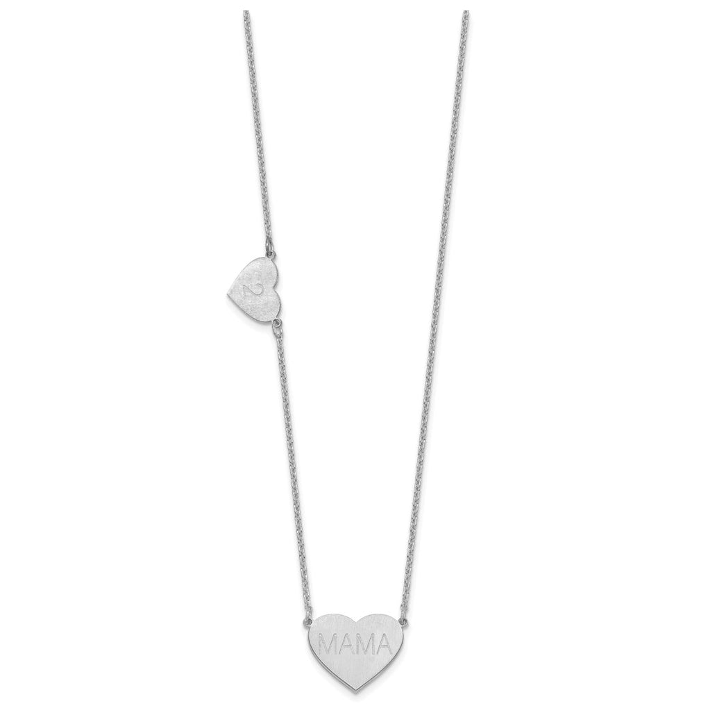 14K Yellow Or White Or Rose Gold Or Sterling Silver Brushed Station Heart Necklace