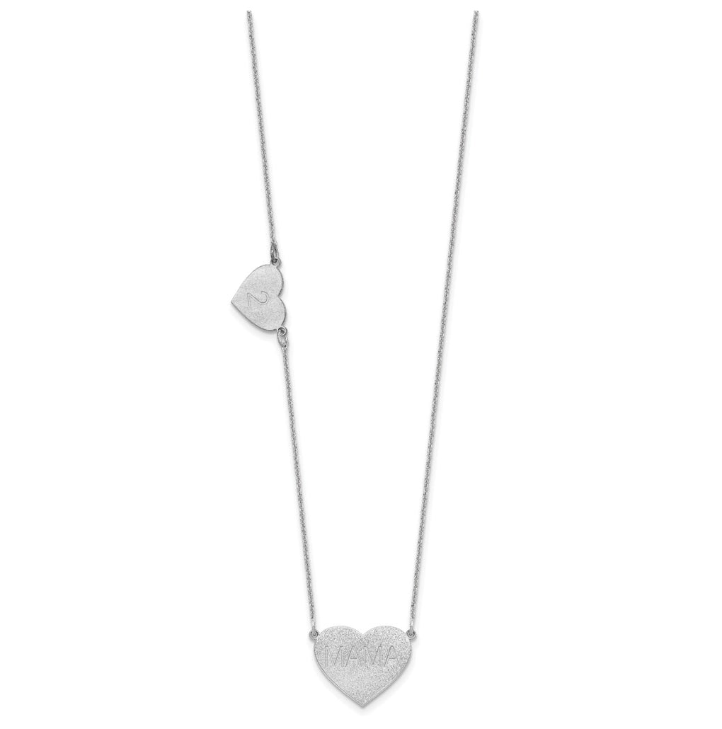 14K Yellow Or White Or Rose Gold Or Sterling Silver Brushed Station Heart Necklace