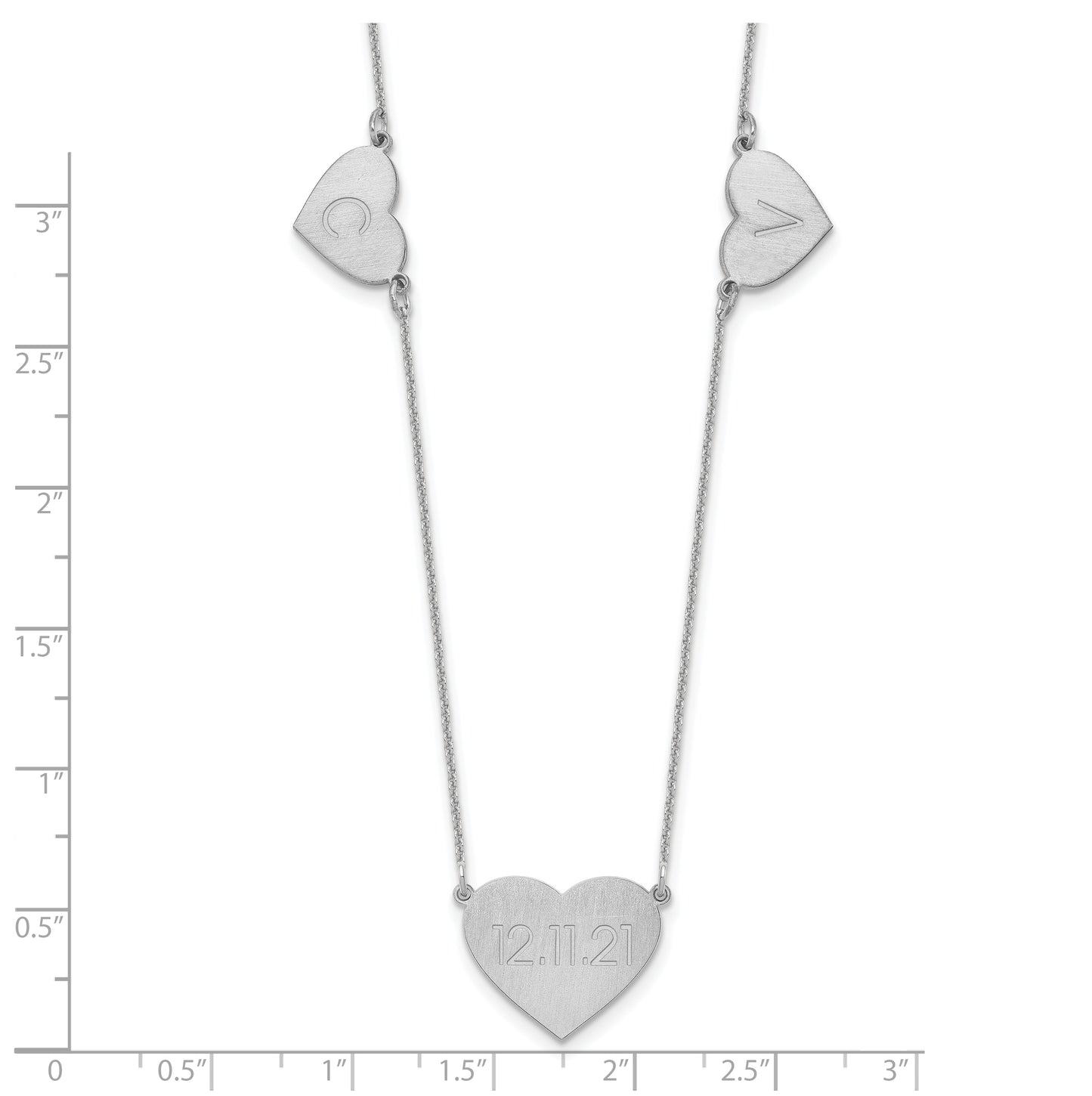 14K Yellow Or White Or Rose Gold Or Sterling Silver Brushed Station Heart Necklace