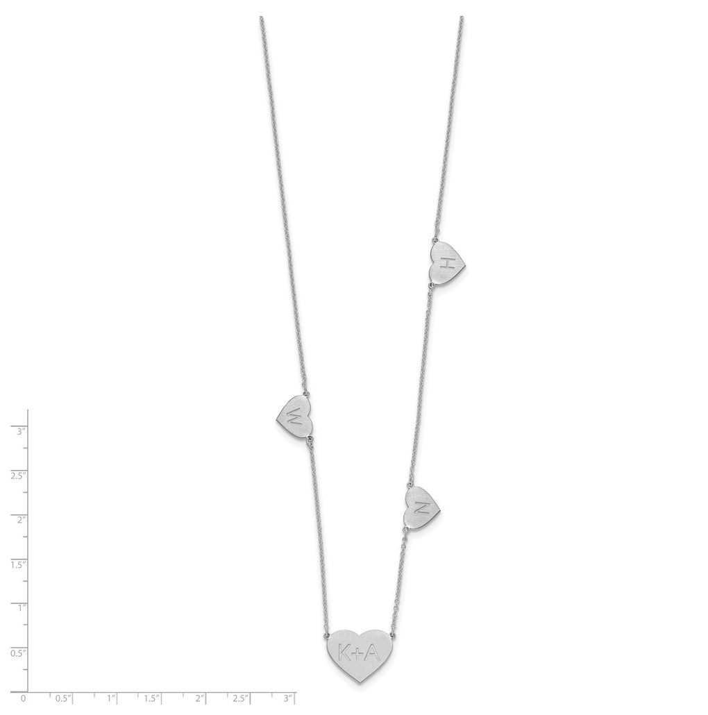 14K Yellow Or White Or Rose Gold Or Sterling Silver Brushed Station Heart Necklace