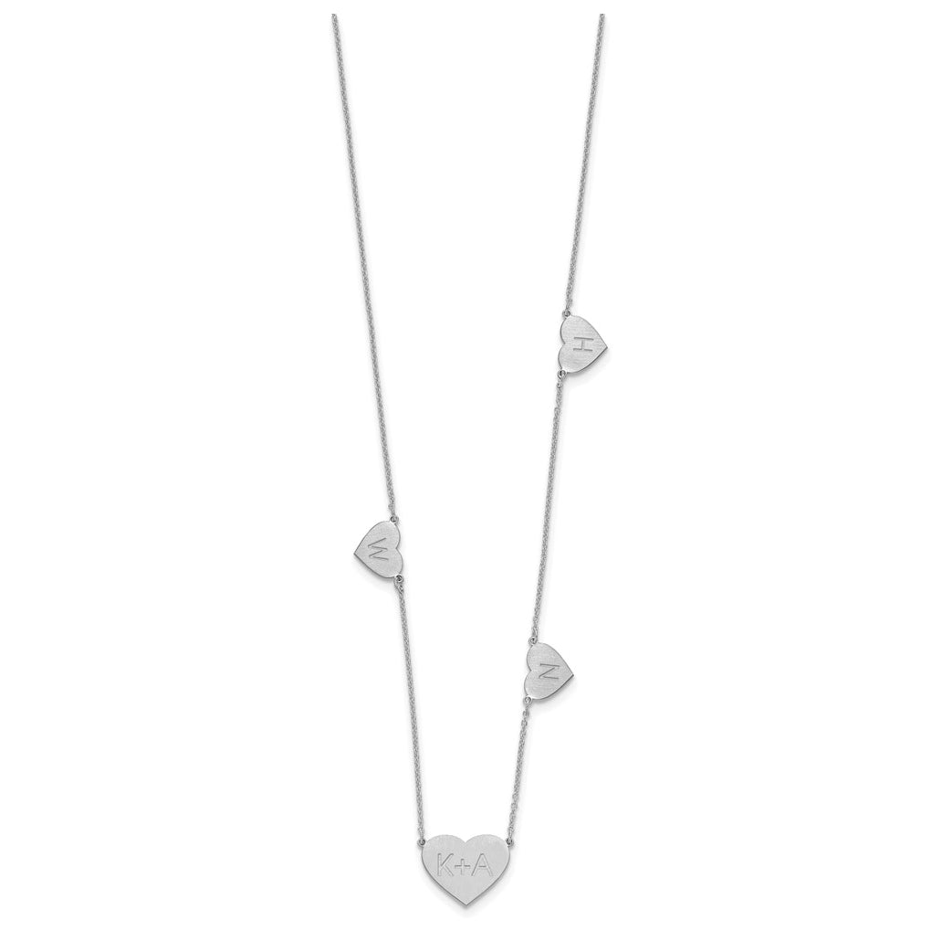 14K Yellow Or White Or Rose Gold Or Sterling Silver Brushed Station Heart Necklace