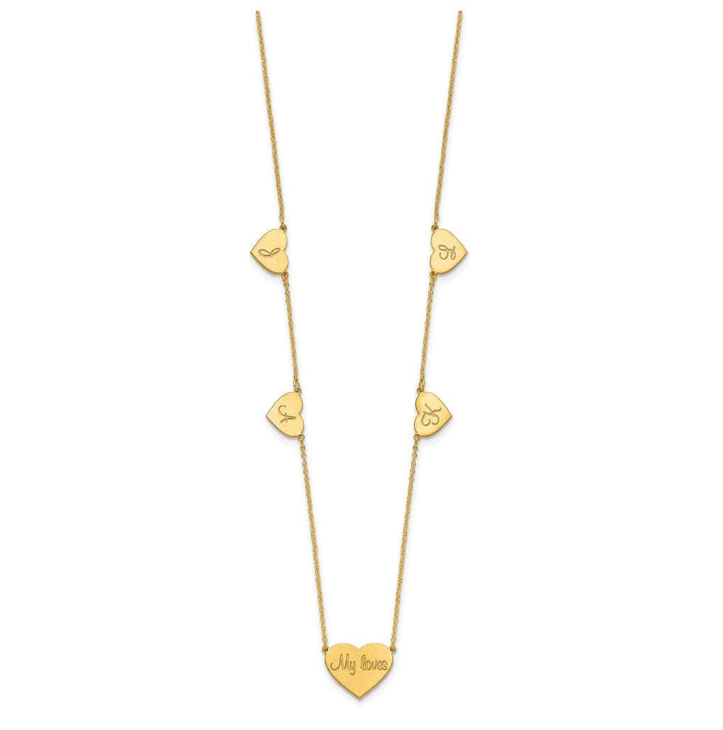 14K Yellow Or White Or Rose Gold Or Sterling Silver Brushed Station Heart Necklace