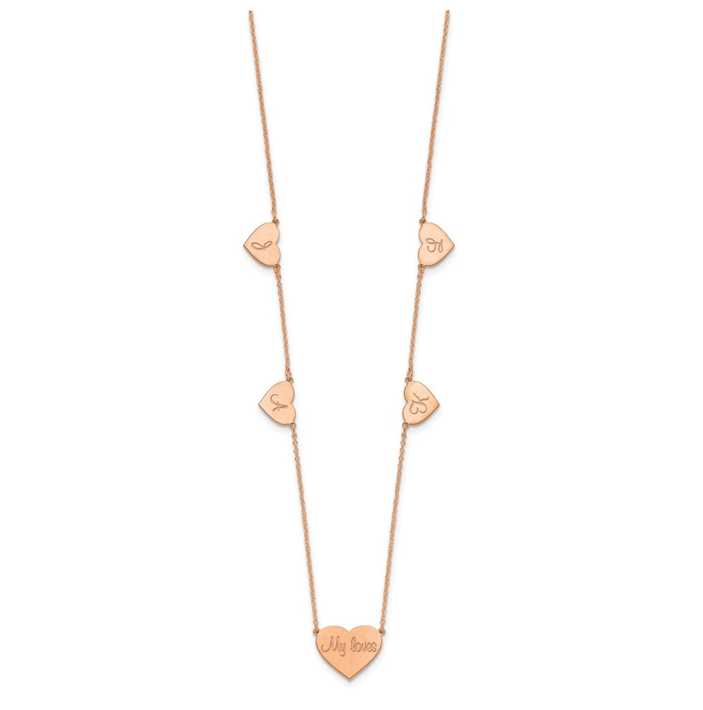 14K Yellow Or White Or Rose Gold Or Sterling Silver Brushed Station Heart Necklace
