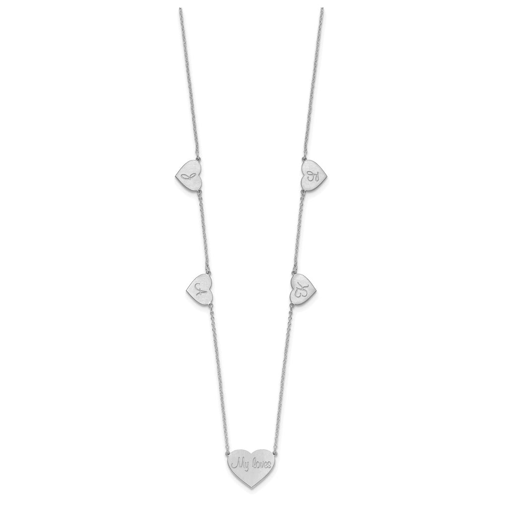 14K Yellow Or White Or Rose Gold Or Sterling Silver Brushed Station Heart Necklace