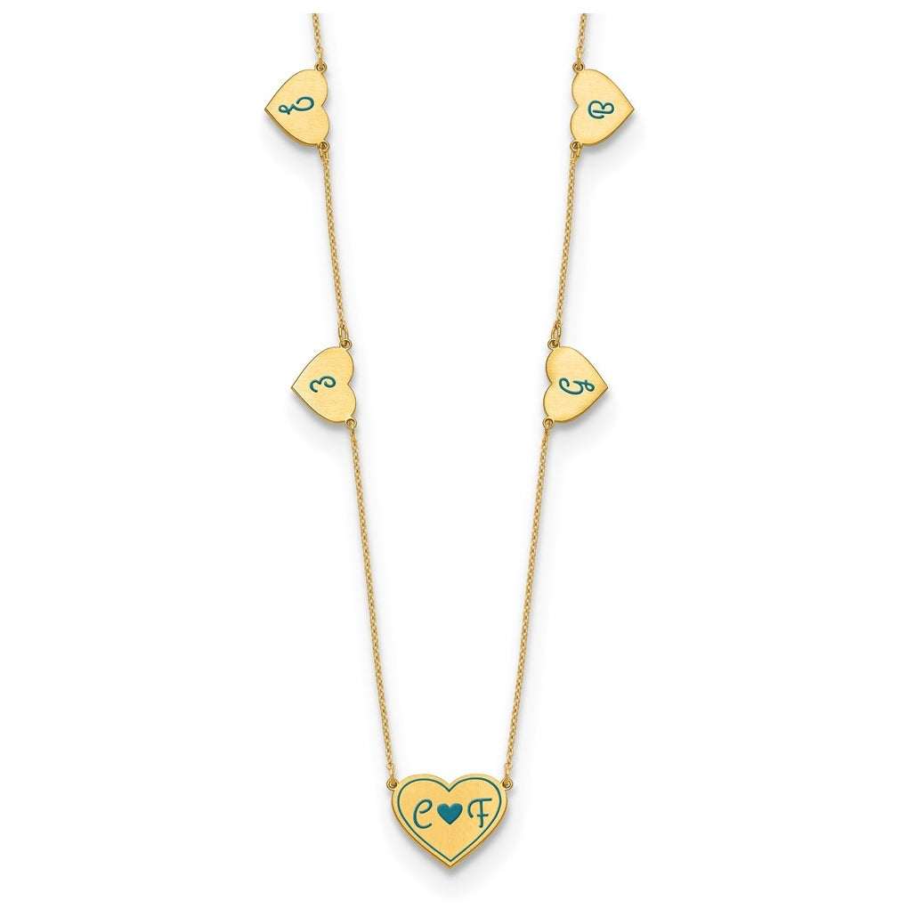 14K Yellow Or White Or Rose Gold Or Sterling Silver Brushed Station Epoxy Necklace
