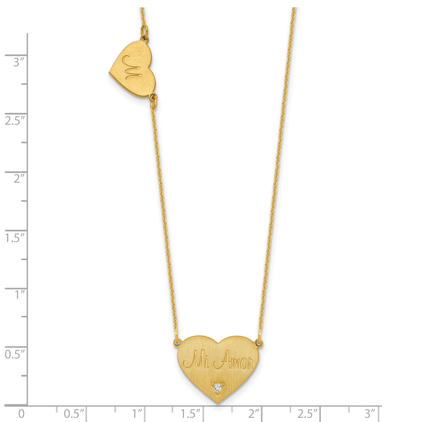 14K Yellow Gold Brushed 2 Station Diamond Necklace