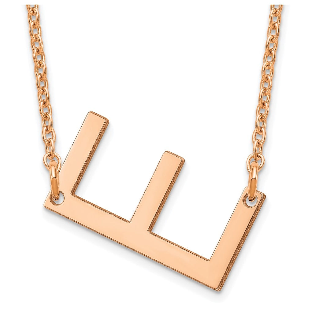 14K Yellow Or White Or Rose Gold Or Sterling Silver Gold Plated Or Rose Plated Polished Small Sideways Letter Necklace