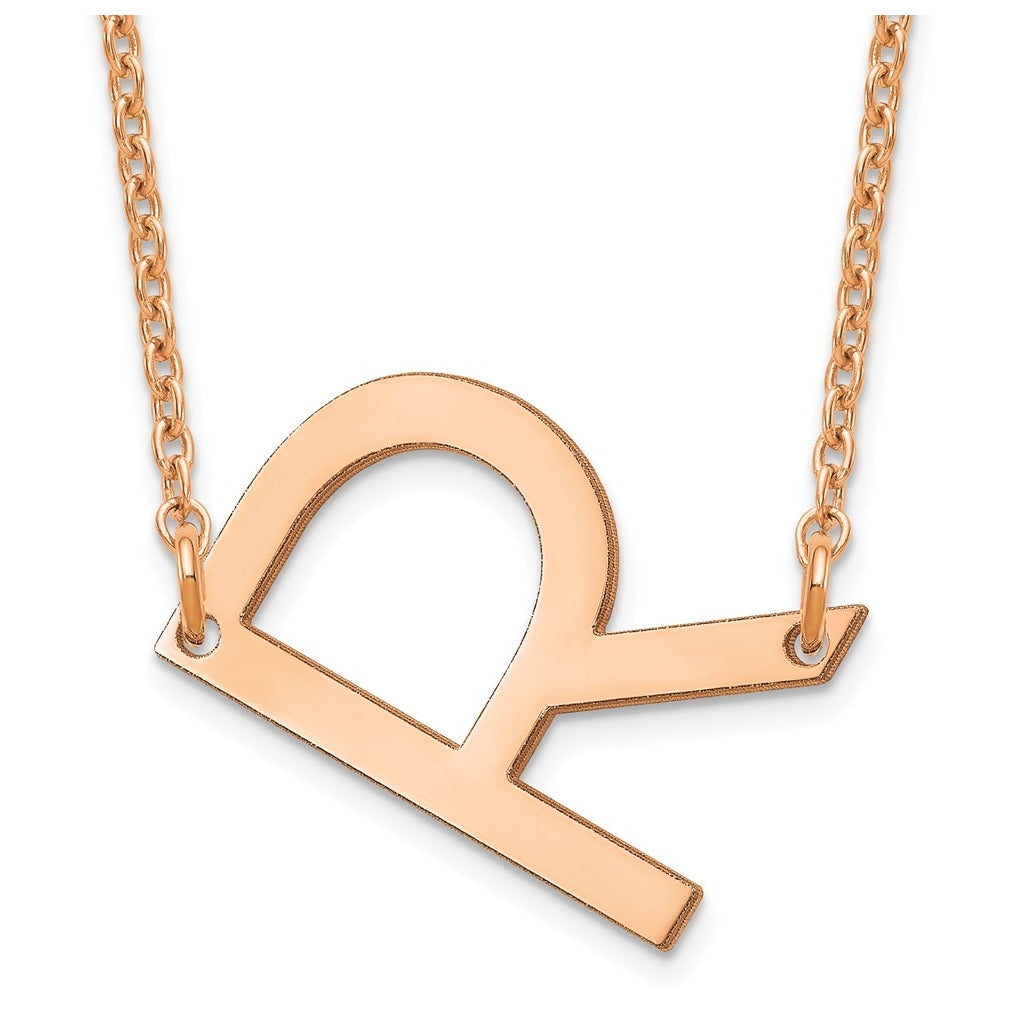 14K Yellow Or White Or Rose Gold Or Sterling Silver Gold Plated Or Rose Plated Polished Small Sideways Letter Necklace