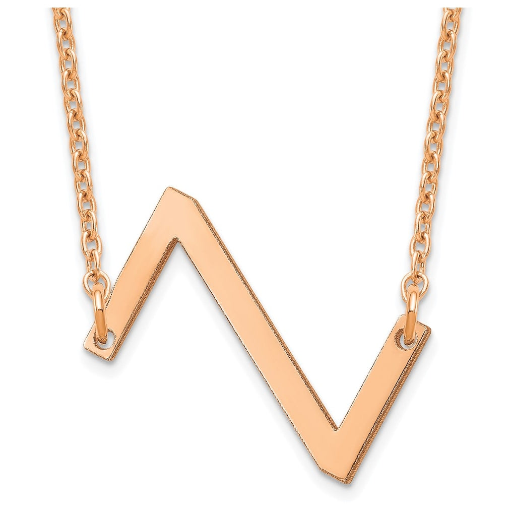 14K Yellow Or White Or Rose Gold Or Sterling Silver Gold Plated Or Rose Plated Polished Small Sideways Letter Necklace
