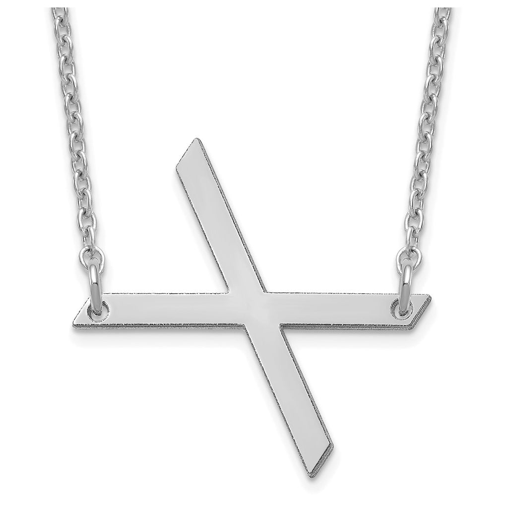 14K Yellow Or White Or Rose Gold Or Sterling Silver Gold Plated Or Rose Plated Polished Small Sideways Letter Necklace
