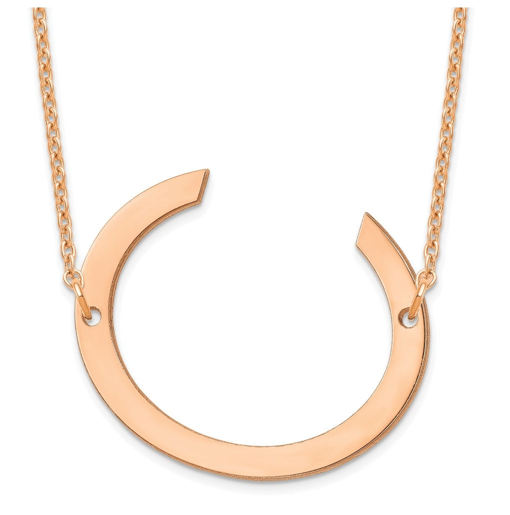 14K Yellow Or White Or Rose Gold Or Sterling Silver Or Rose Gold Plated Polished Large Sideways Letter Necklace