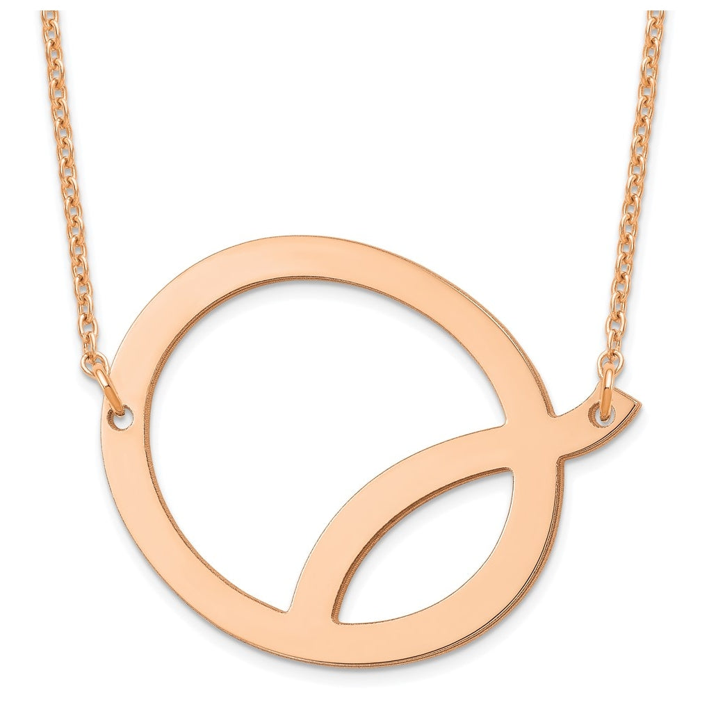 14K Yellow Or White Or Rose Gold Or Sterling Silver Or Rose Gold Plated Polished Large Sideways Letter Necklace