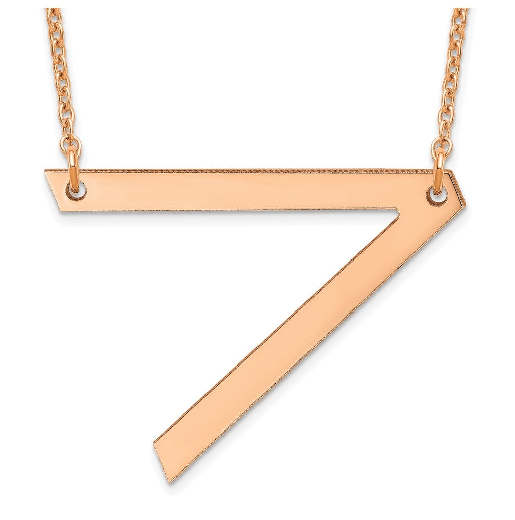 14K Yellow Or White Or Rose Gold Or Sterling Silver Or Rose Gold Plated Polished Large Sideways Letter Necklace