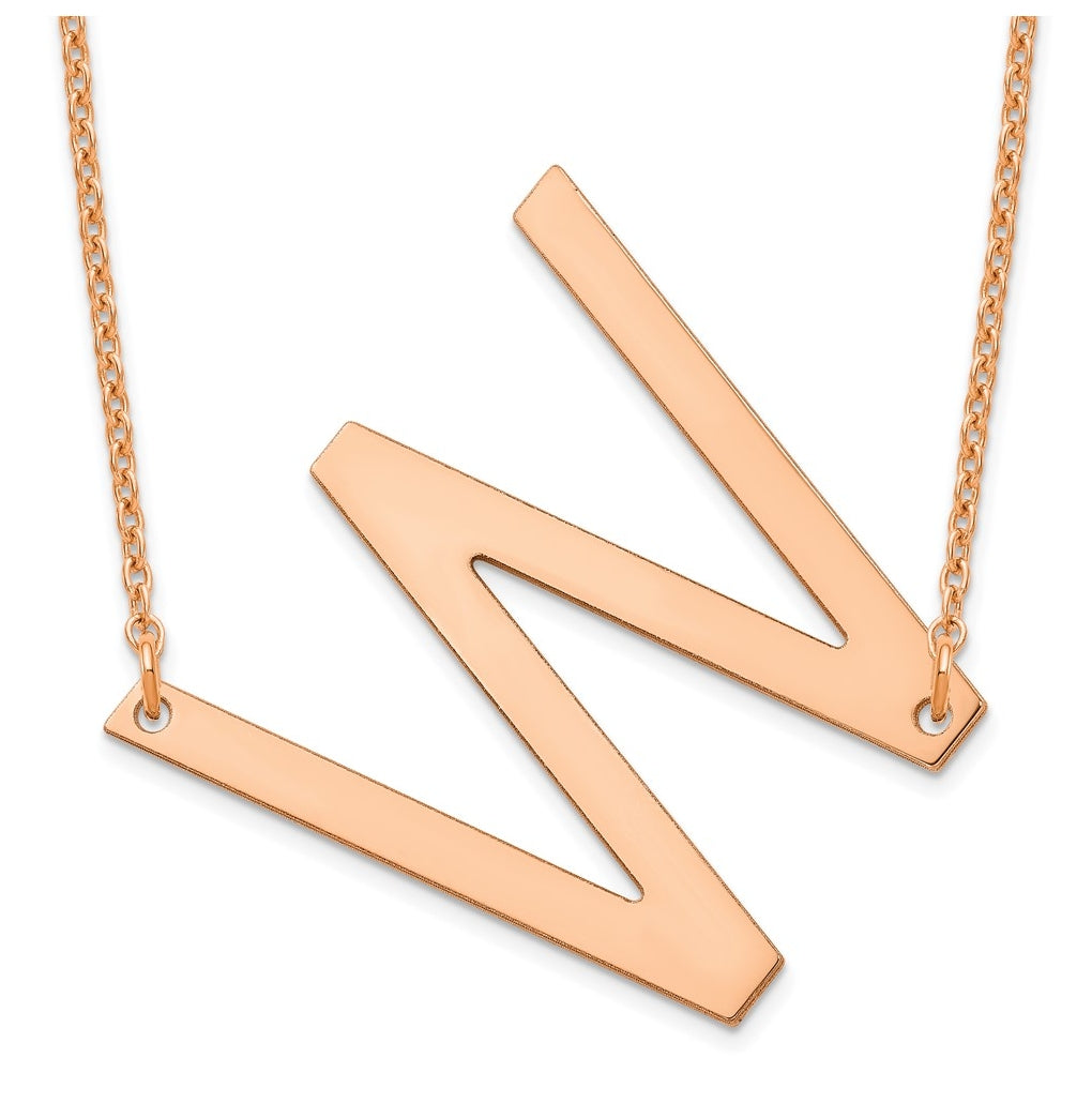 14K Yellow Or White Or Rose Gold Or Sterling Silver Or Rose Gold Plated Polished Large Sideways Letter Necklace