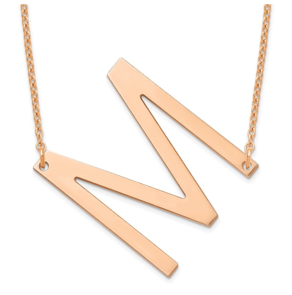 14K Yellow Or White Or Rose Gold Or Sterling Silver Or Rose Gold Plated Polished Large Sideways Letter Necklace