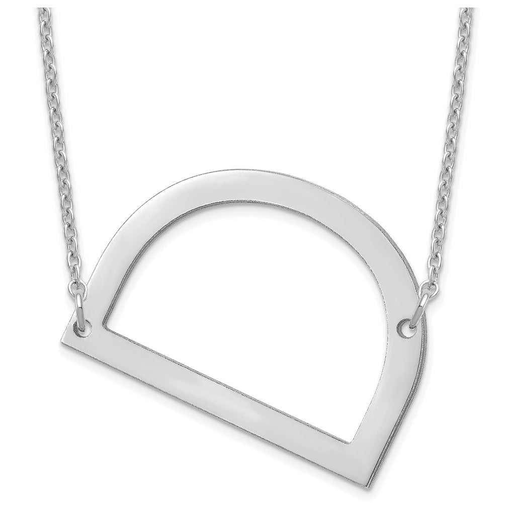 14K Yellow Or White Or Rose Gold Or Sterling Silver Or Rose Gold Plated Polished Large Sideways Letter Necklace