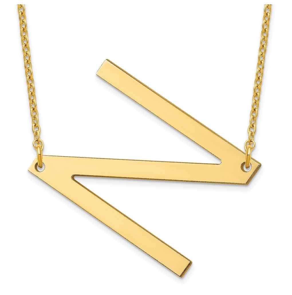 14K Yellow Or White Or Rose Gold Or Sterling Silver Or Rose Gold Plated Polished Large Sideways Letter Necklace