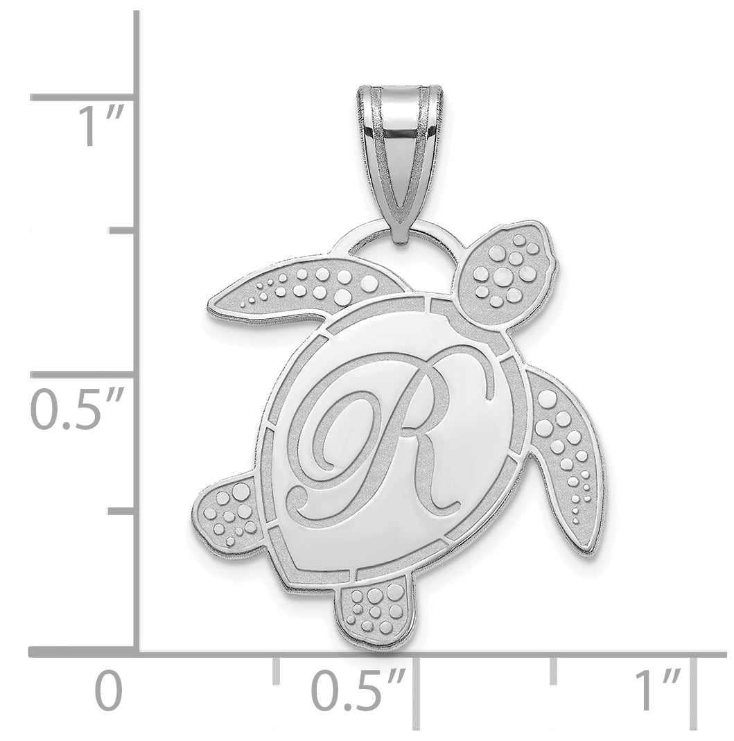 Sterling Silver Sea Turtle with Initial Pendant