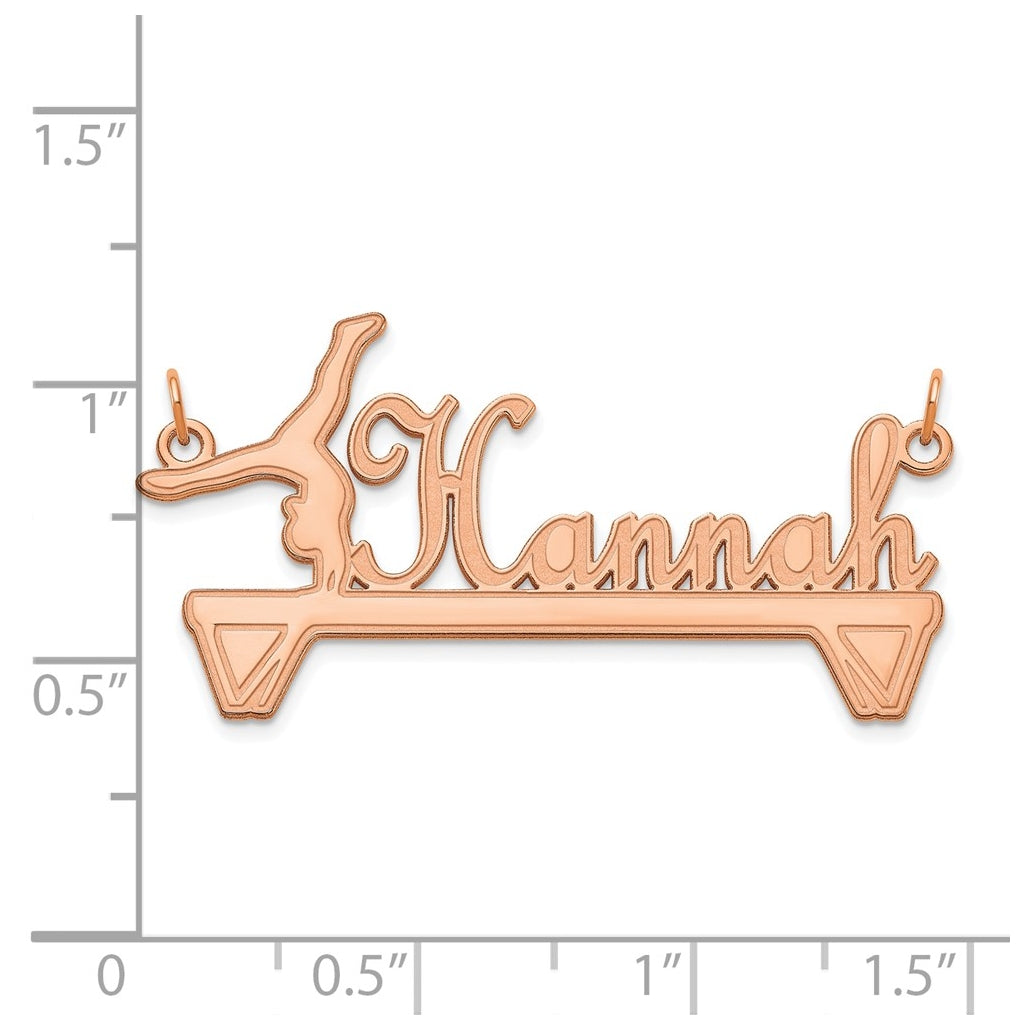 14K Yellow Or White Or Rose Gold Or Sterling Silver Or Gold Plated Gymnastics Nameplate