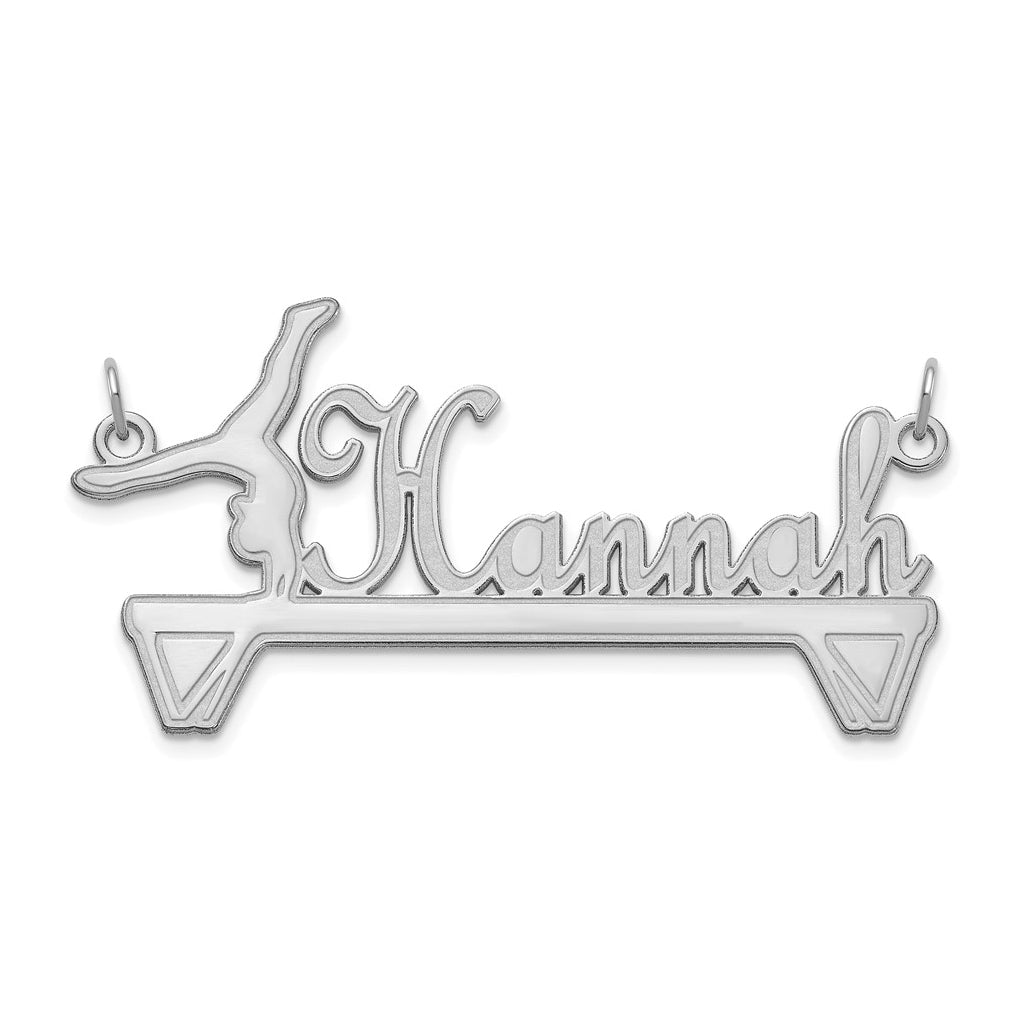 14K Yellow Or White Or Rose Gold Or Sterling Silver Or Gold Plated Gymnastics Nameplate