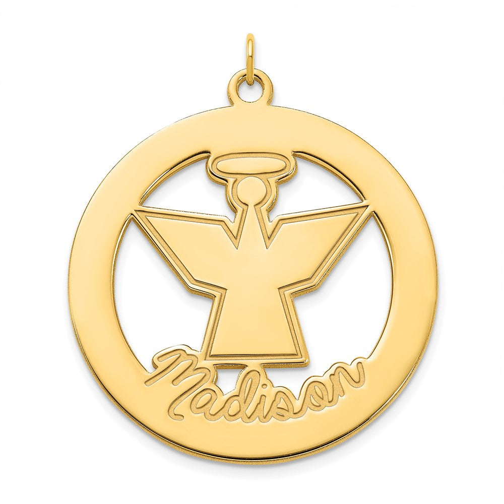 10K Yellow Gold Polished Angel Charm with Name