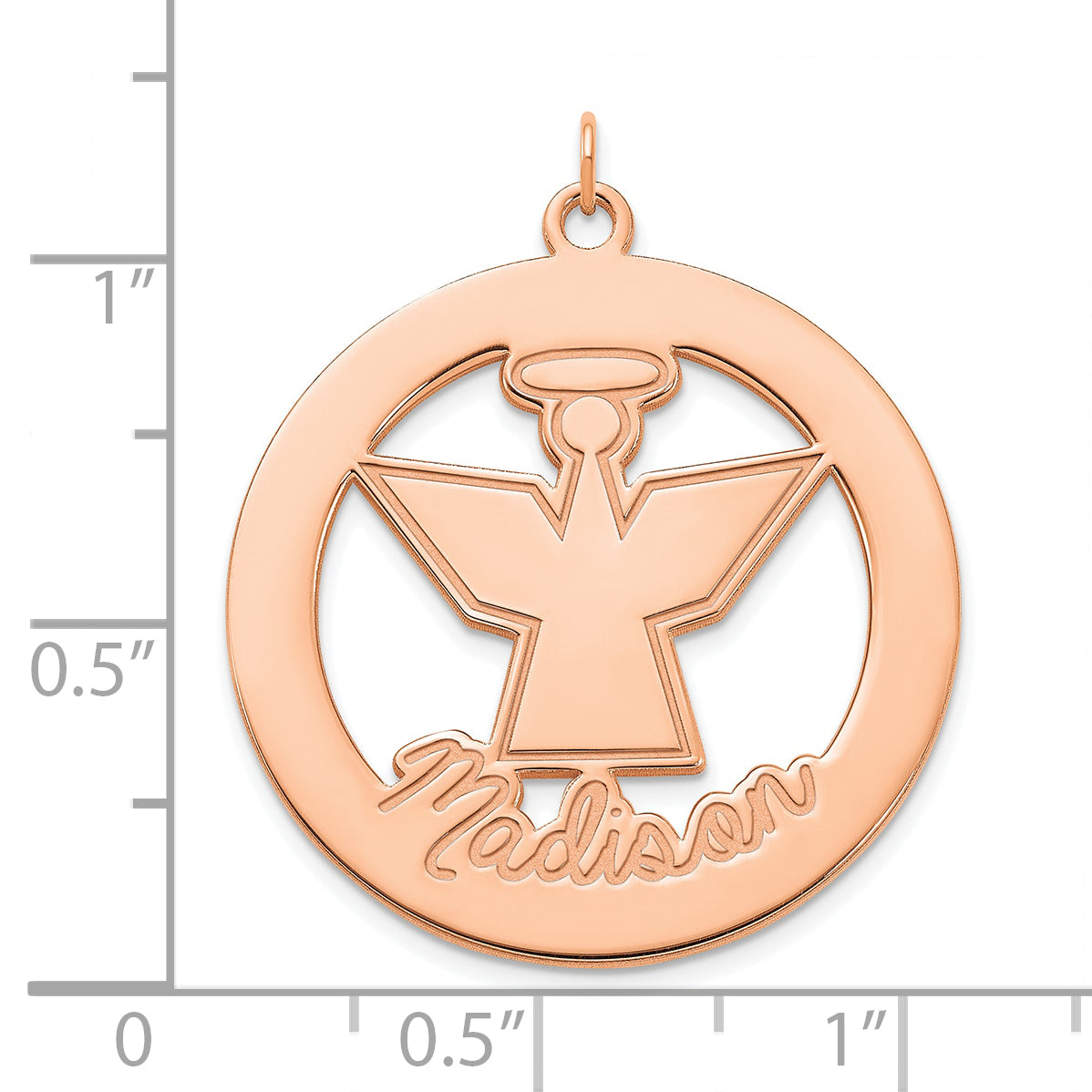 Sterling Silver Rose Gold Plated Polished Angel Charm with Name