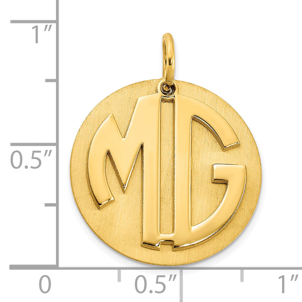 10K Yellow Gold Brushed Reversable 2 Letter Monogram with Disc