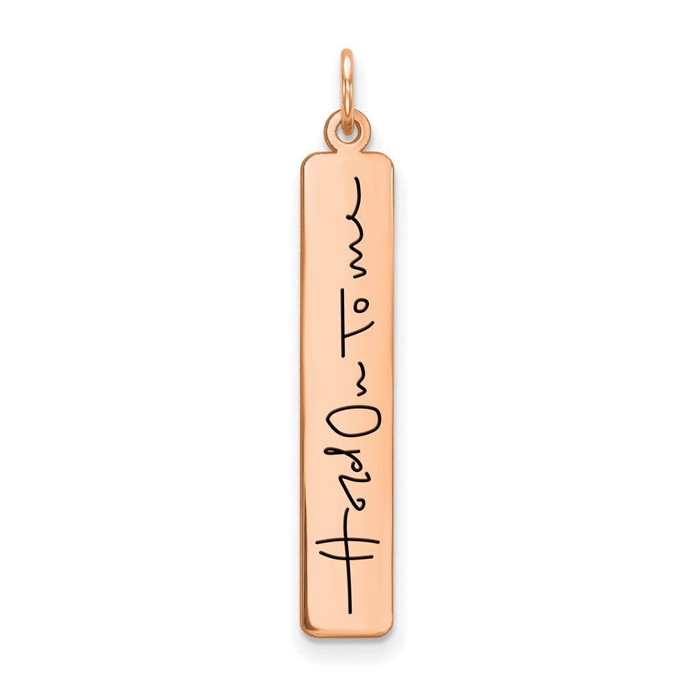 10K Rose Gold Large Vertical Personalized Signature Bar Charm