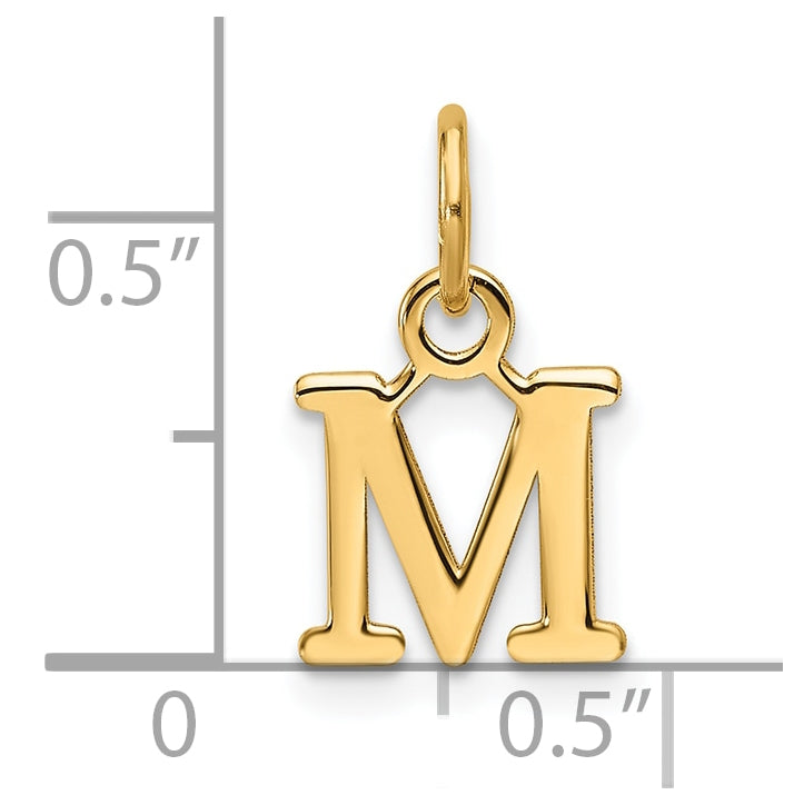 14K Yellow Gold Cut out Letter M Initial Pendant