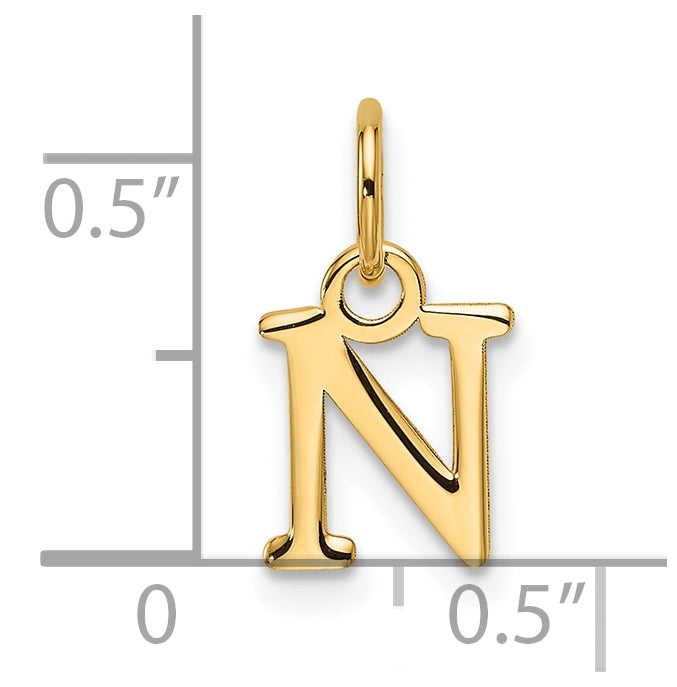 14K Yellow Gold Cut out Letter N Initial Pendant