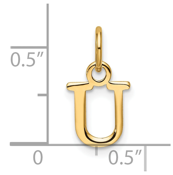 14K Yellow Gold Cut out Letter U Initial Pendant
