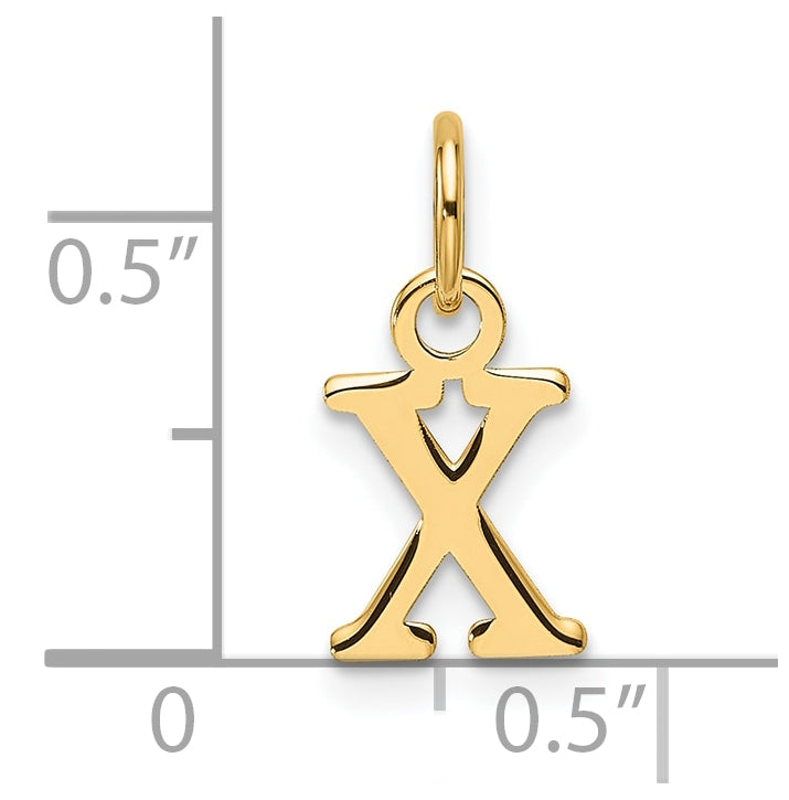 14K Yellow Gold Cut out Letter X Initial Pendant