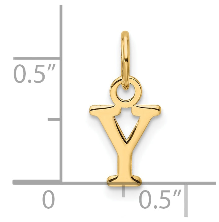14K Yellow Gold Cut out Letter Y Initial Pendant