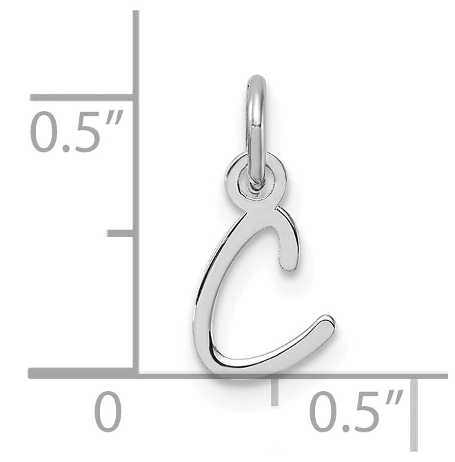 14K White Gold Uppercase Letter C Initial Charm