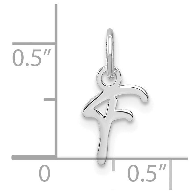 14K White Gold Uppercase Letter F Initial Charm
