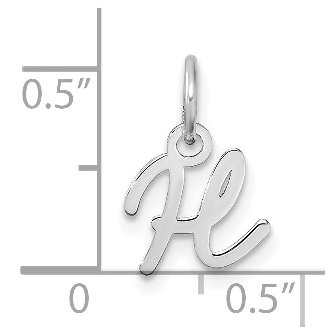 14K White Gold Uppercase Letter H Initial Charm