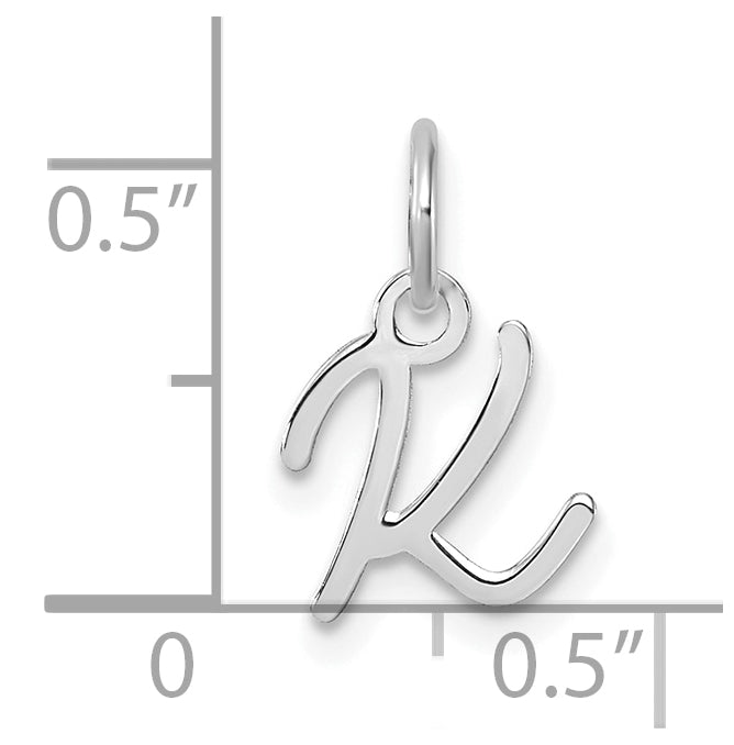 14K White Gold Uppercase Letter K Initial Charm
