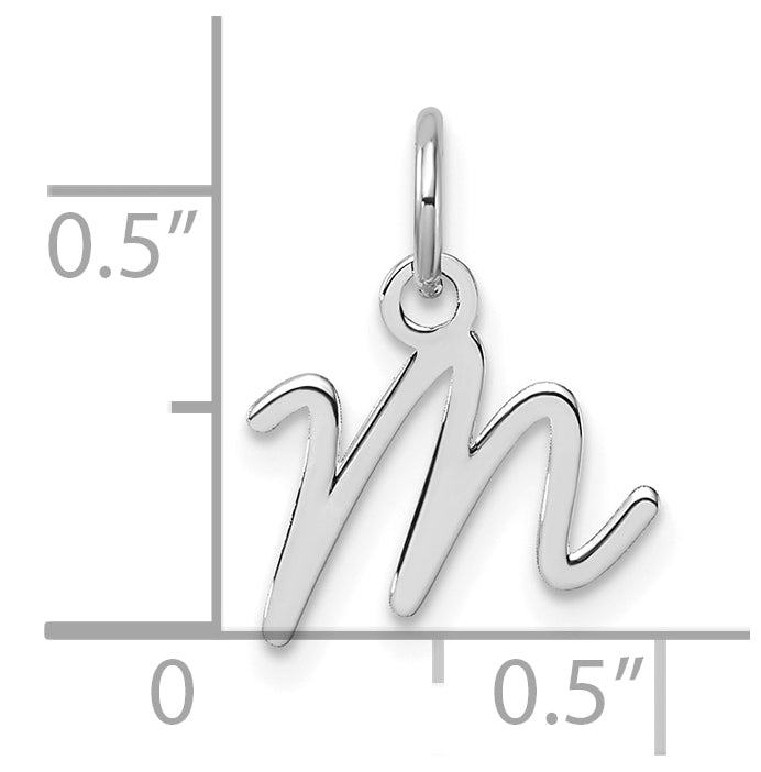 14K White Gold Uppercase Letter M Initial Charm