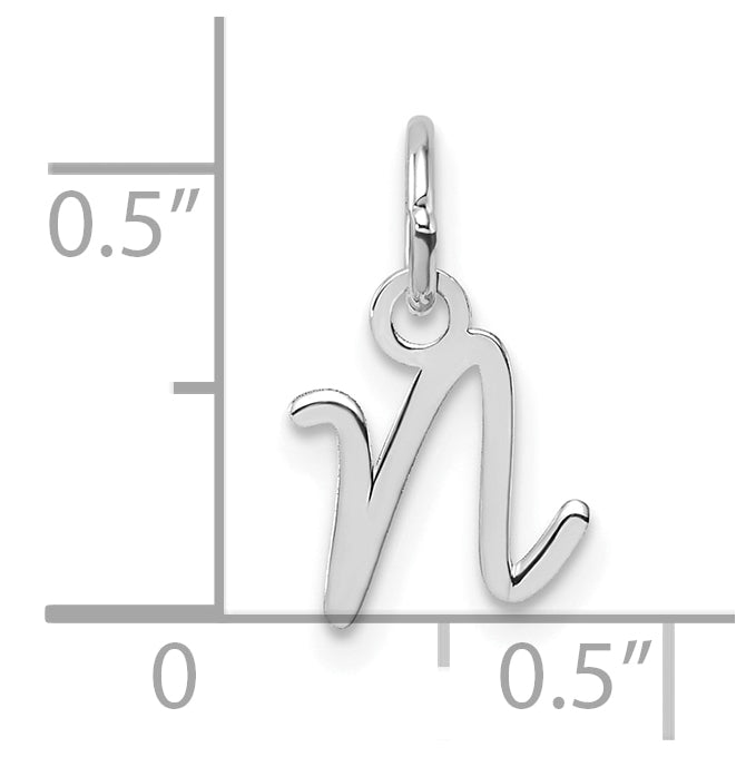 14K White Gold Uppercase Letter N Initial Charm