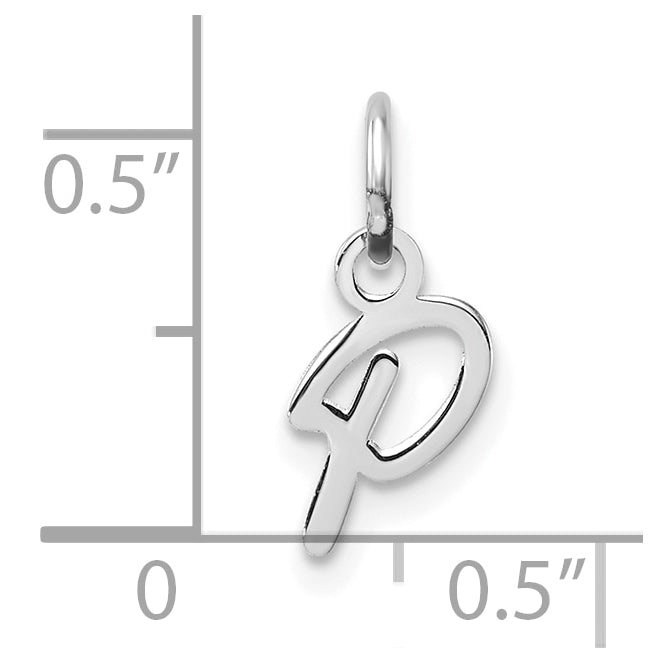 14K White Gold Uppercase Letter P Initial Charm