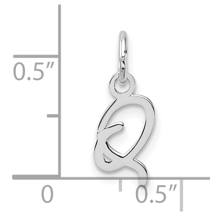 14K White Gold Uppercase Letter Q Initial Charm