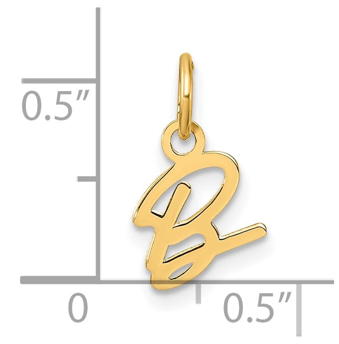 14K Yellow Gold Uppercase Letter B Initial Charm