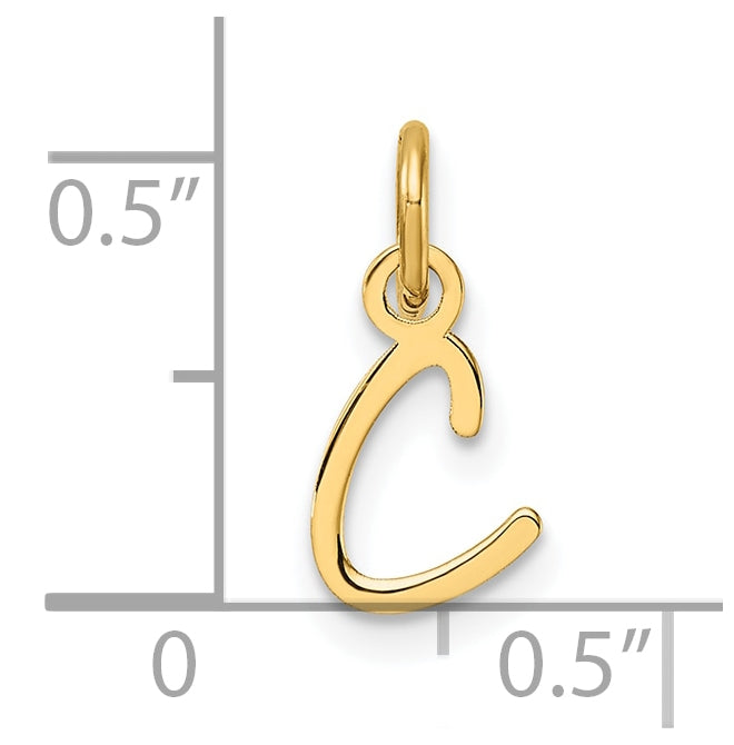 14K Yellow Gold Uppercase Letter C Initial Charm