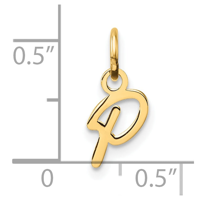 14K Yellow Gold Uppercase Letter P Initial Charm