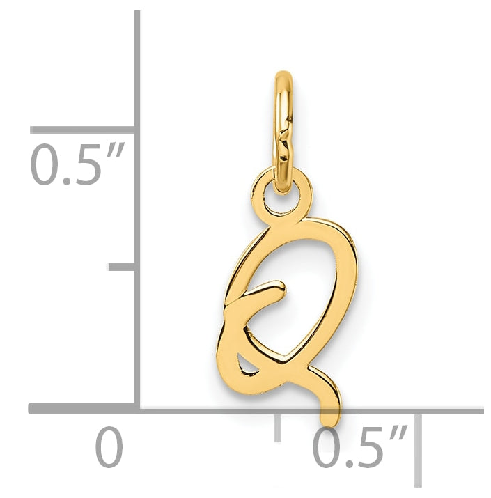 14K Yellow Gold Uppercase Letter Q Initial Charm