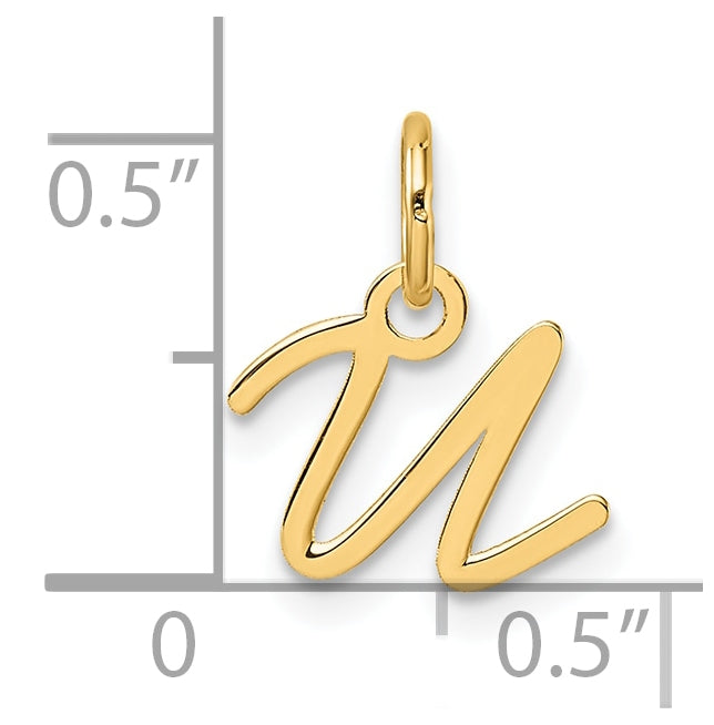 14K Yellow Gold Uppercase Letter U Initial Charm