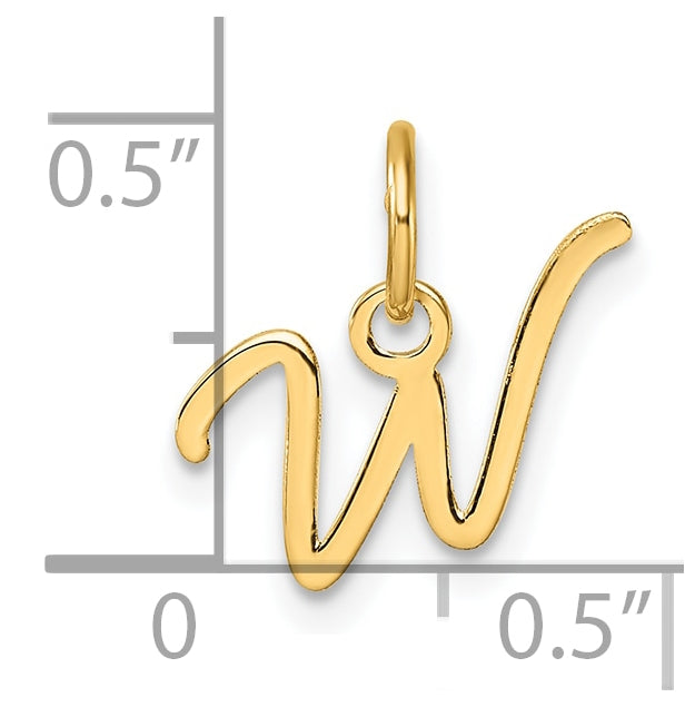 14K Yellow Gold Uppercase Letter W Initial Charm